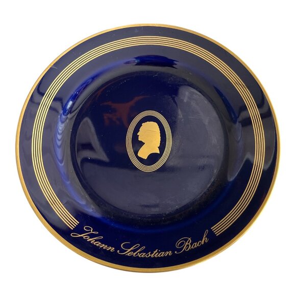 VTG 4 Bing & Grøndahl Copenhagen Porcelain Composer Plates – Cobalt Blue & 22K G - Picture 8 of 10
